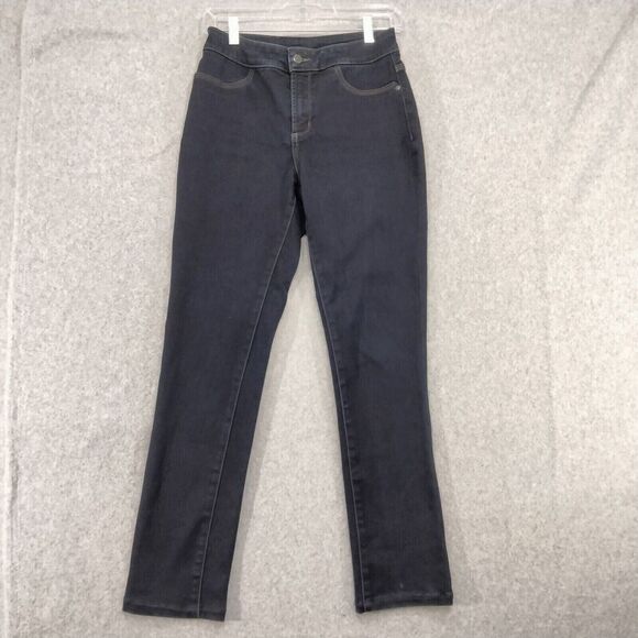 NYDJ Legging Jeans Womens Size 4 Blue Dark Wash Lift Tuck Mid Rise Stretch - Picture 1 of 13